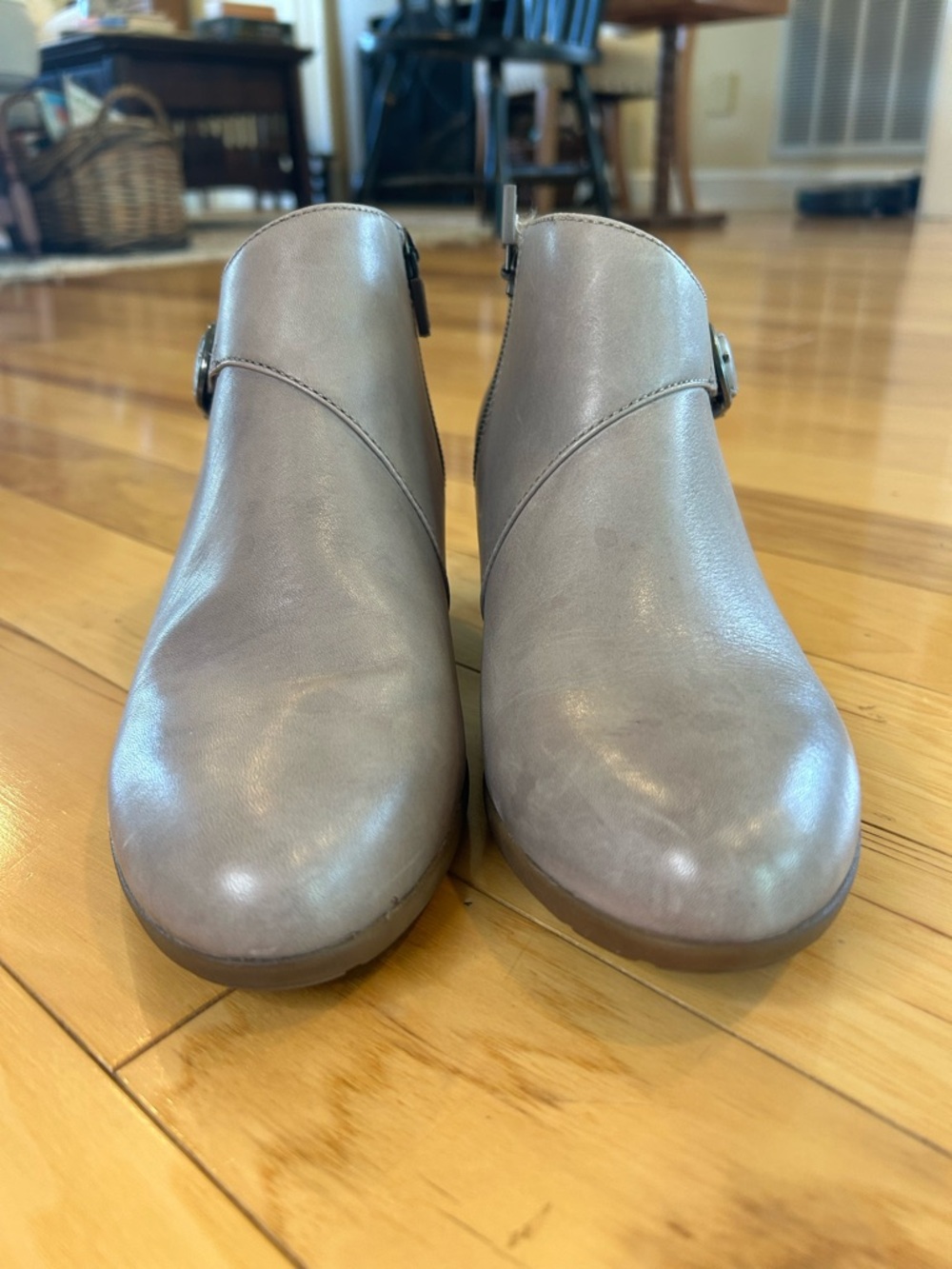 Dansko Darbie Women's Taupe Leather Ankle Booties with Buckle - Picture 3 of 11